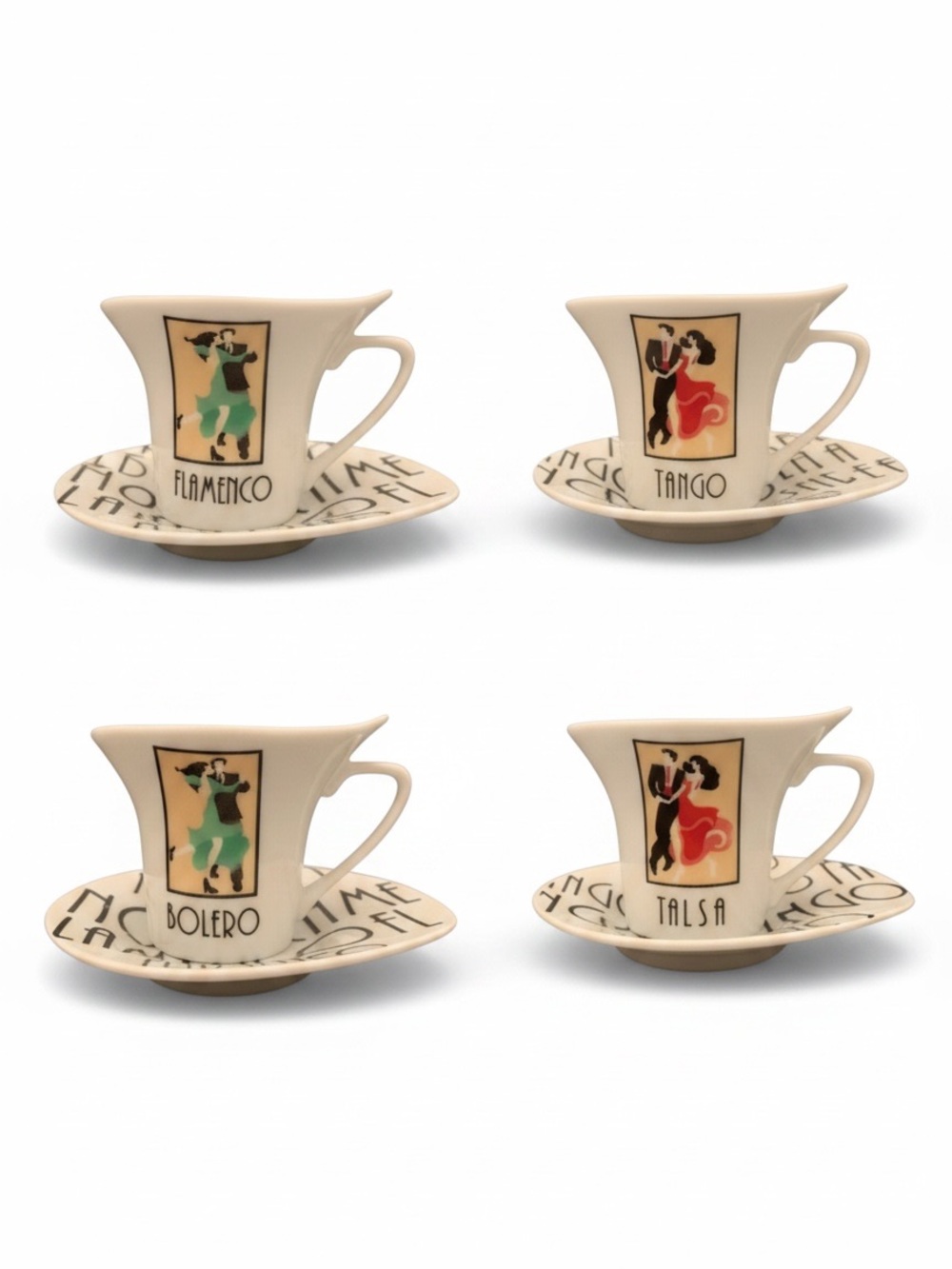 Bijoux Terner set of 4 espresso cups and saucers